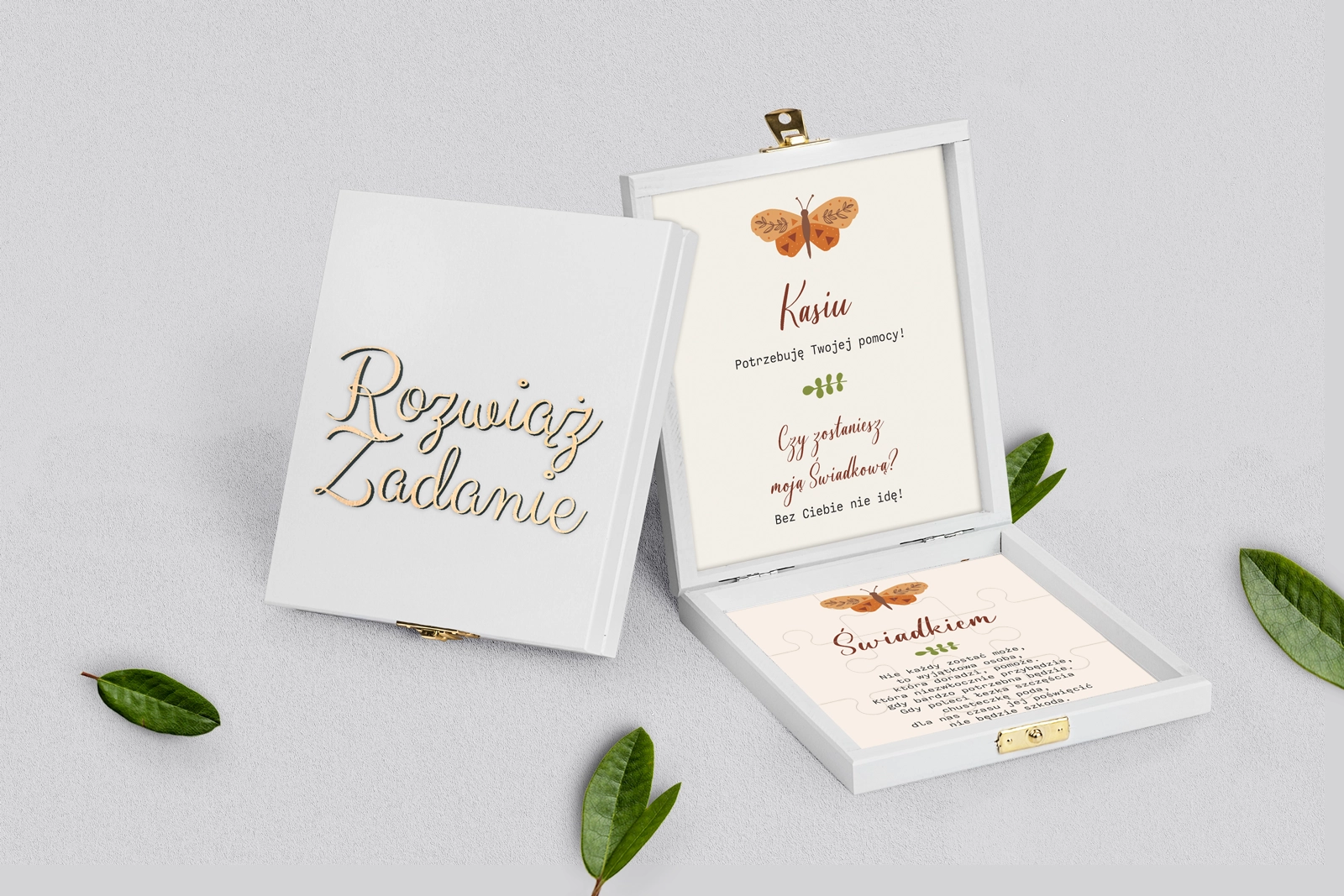Prośba o świadkowanie - białe puzzle Butterflies - Motyw 4