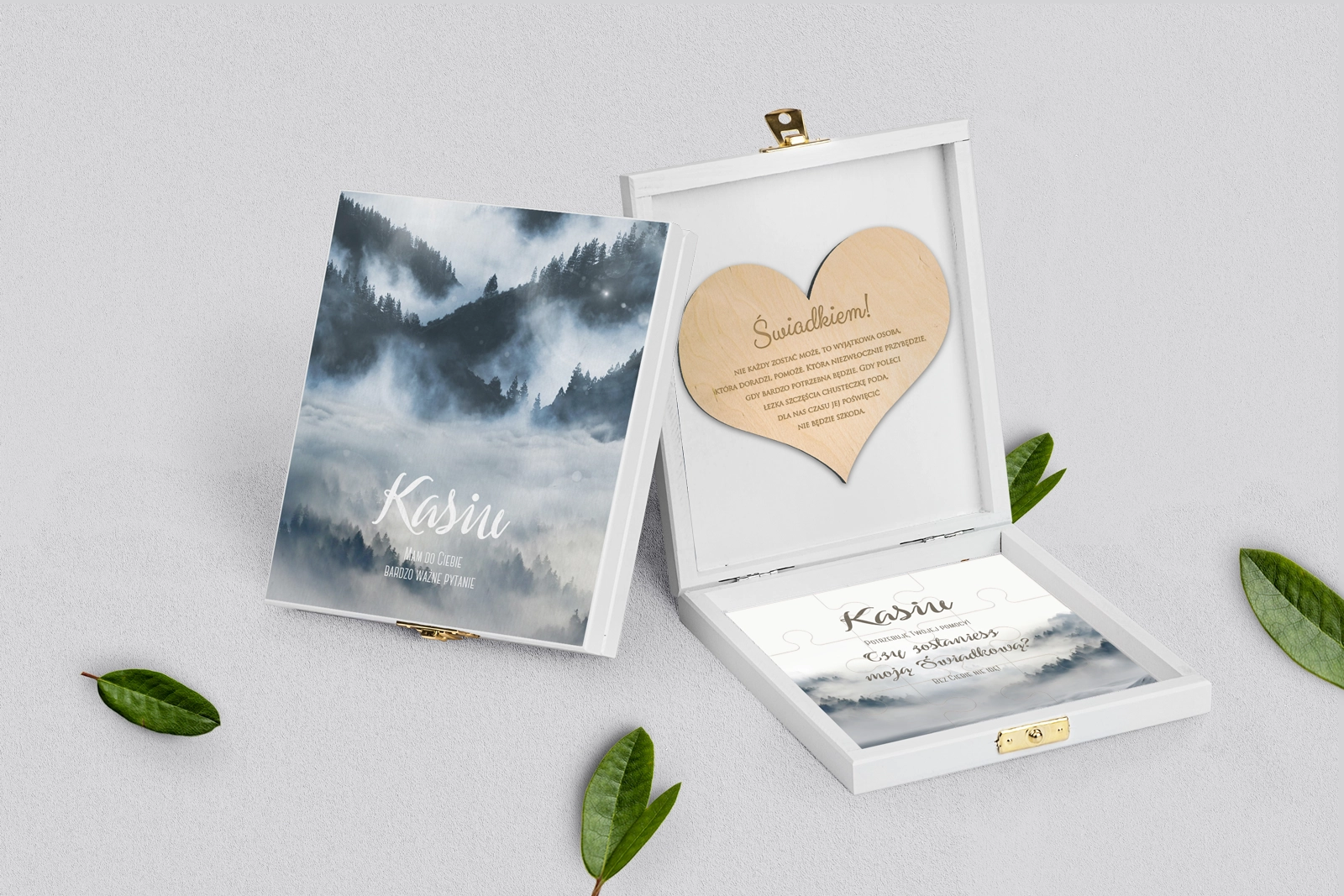 Prośba o świadkowanie - białe puzzle Forest - Motyw 5