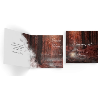 Zaproszenia ślubne Las - Składane Kwadrat Motyw 2