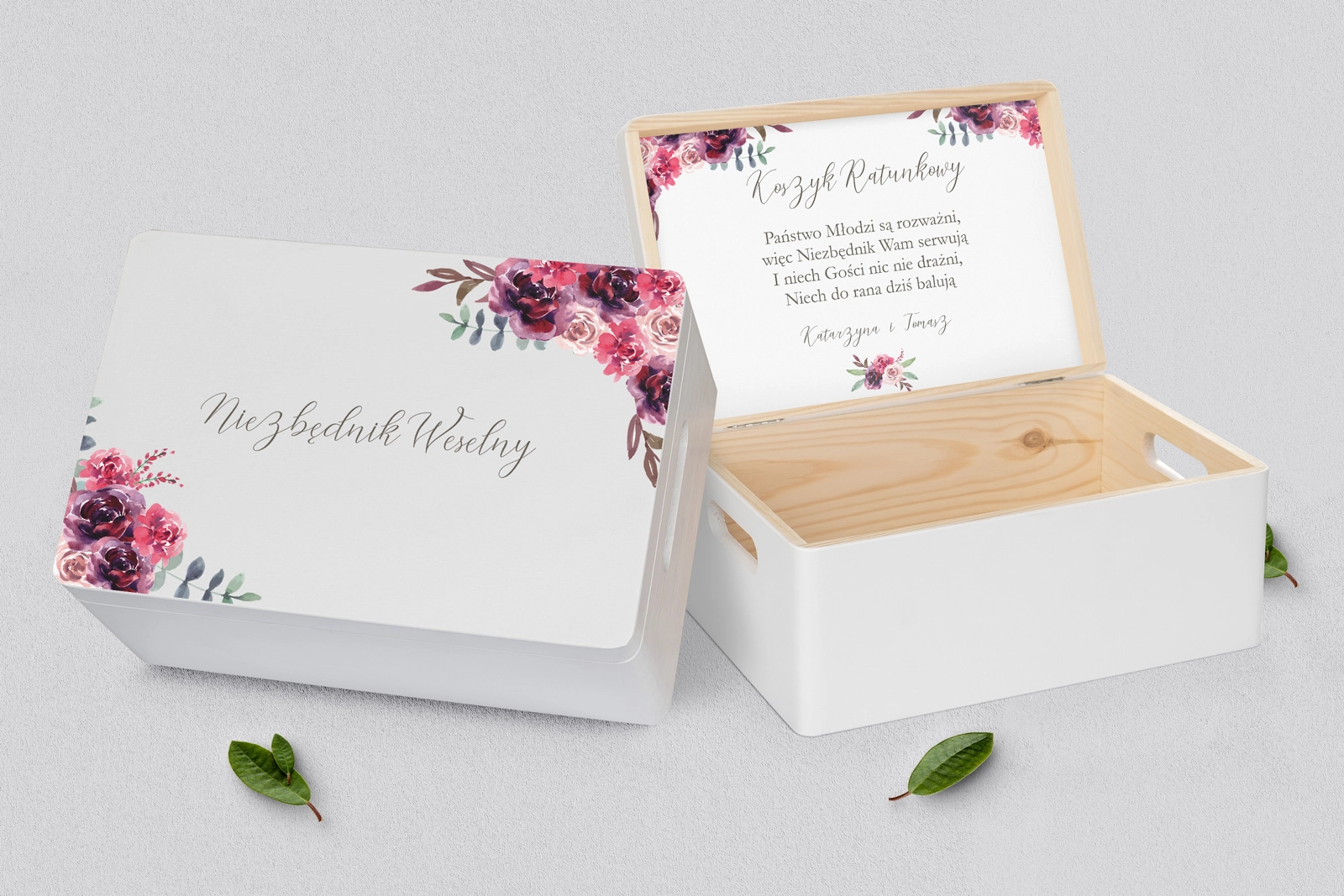 Koszyczek ratunkowy weselny biały - PasteLove Motyw 1