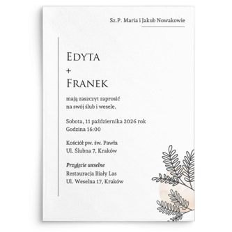 Zaproszenia ślubne Madlen - Motyw 2