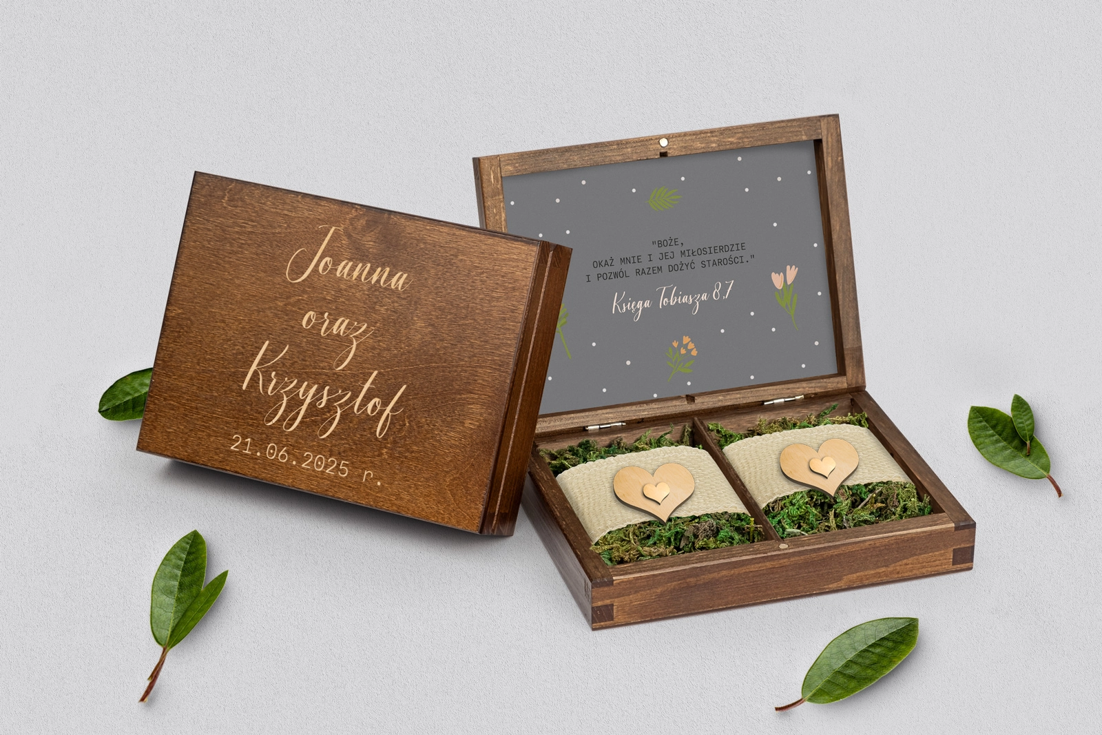 Pudełko na obrączki prostokątne brązowe - Butterflies - Motyw 3