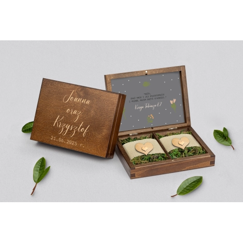 Pudełko na obrączki prostokątne brązowe - Butterflies - Motyw 3