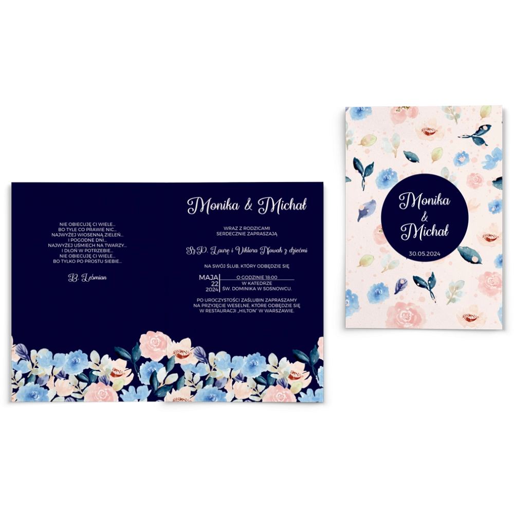 Zaproszenia ślubne Wildflowers - Składane Motyw2