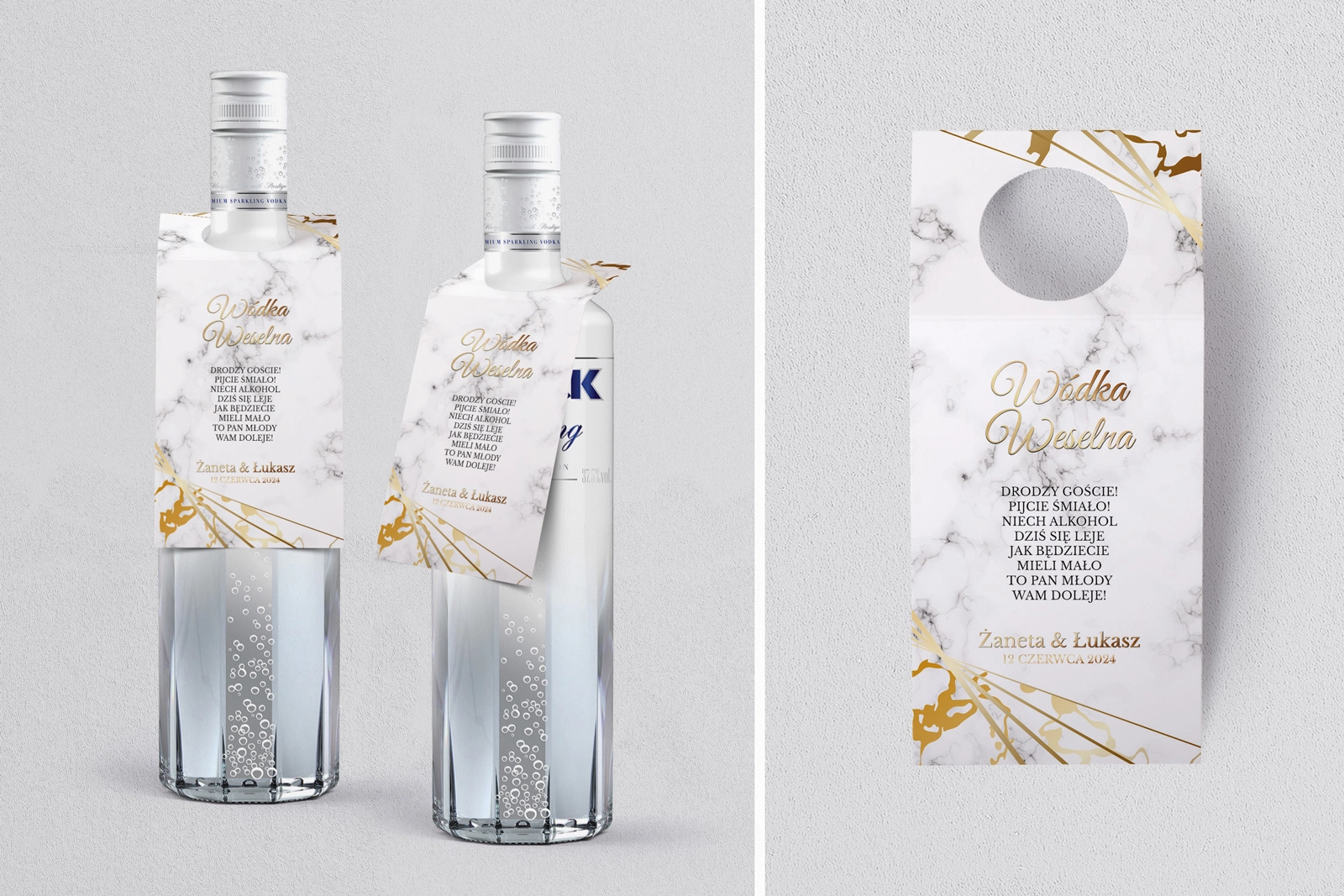 Zawieszka na alkohol oczko Marmur & Złoto - Motyw 4