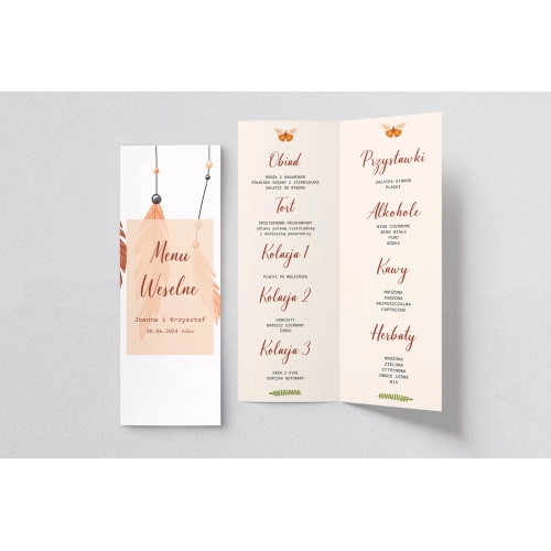 Menu Weselne Butterflies - Motyw 1