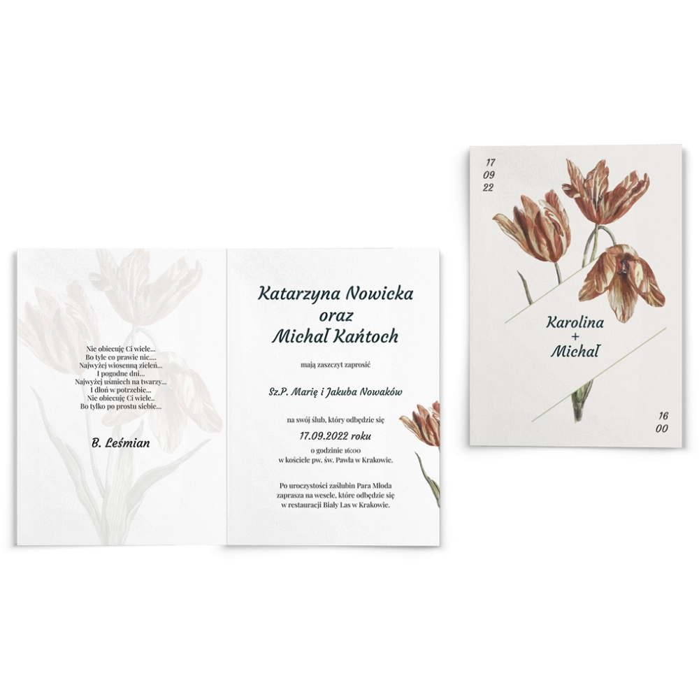 Zaproszenia ślubne Wild Nature - Składane motyw 1