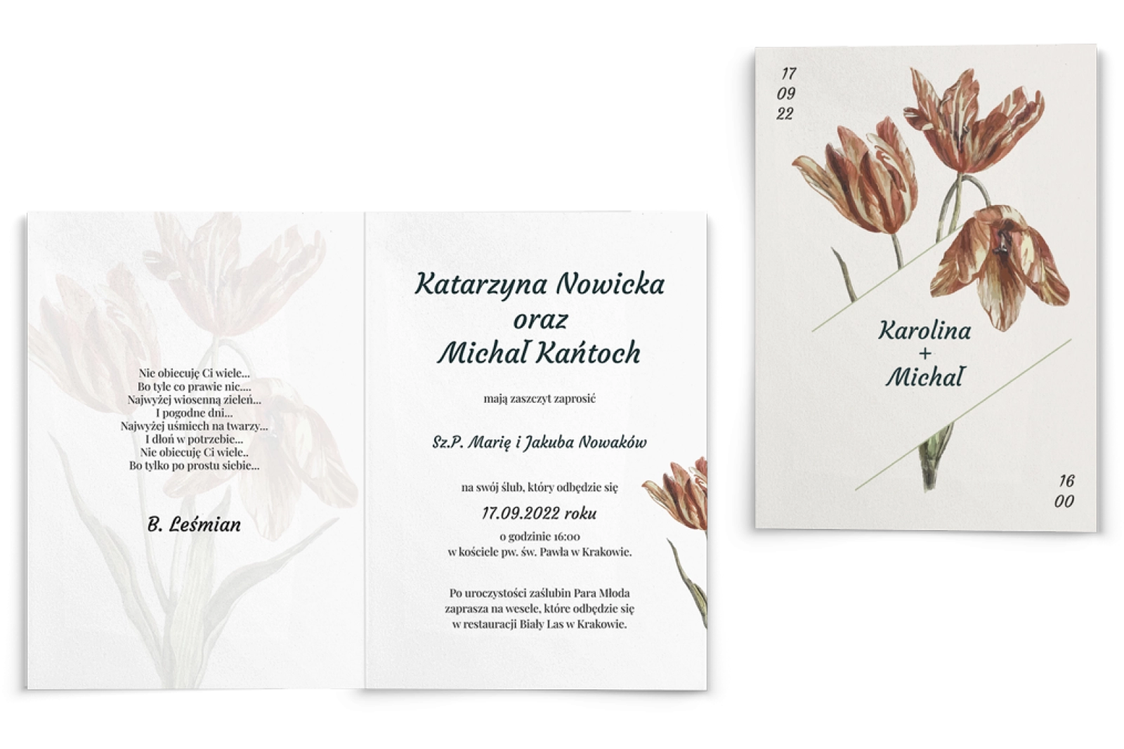 Zaproszenia ślubne Wild Nature - Składane motyw 1