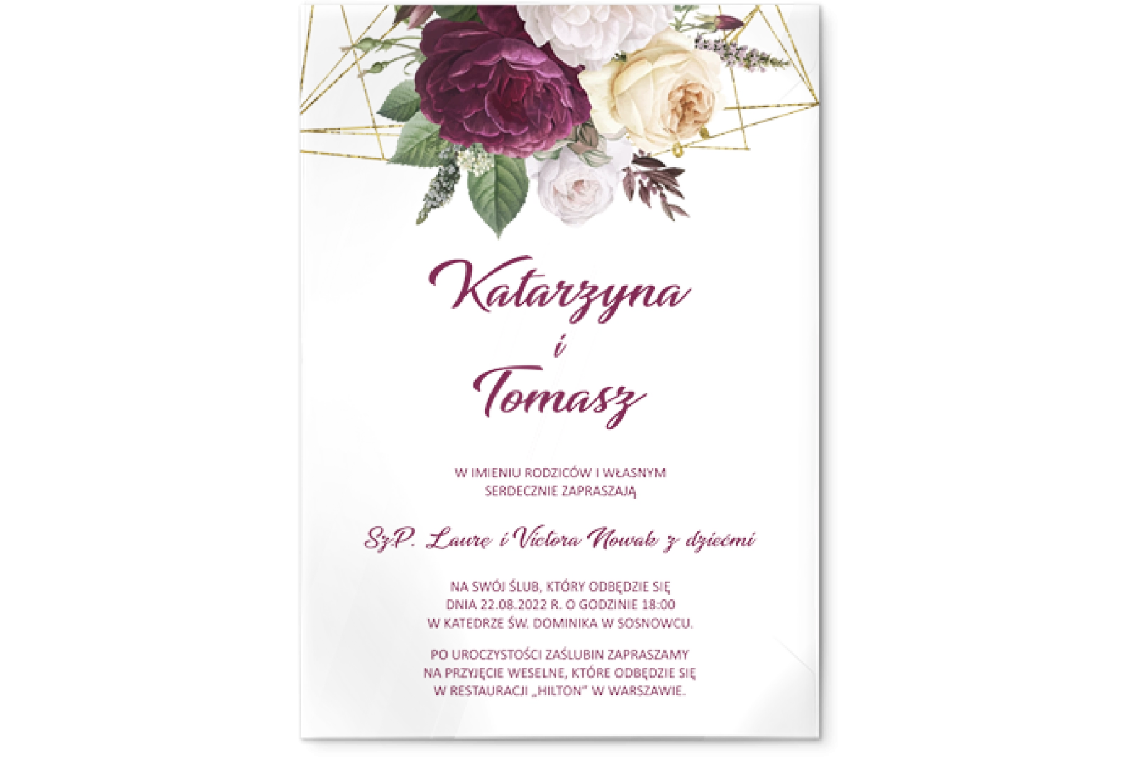 Zaproszenia ślubne Modena - Akrylowe Motyw 1