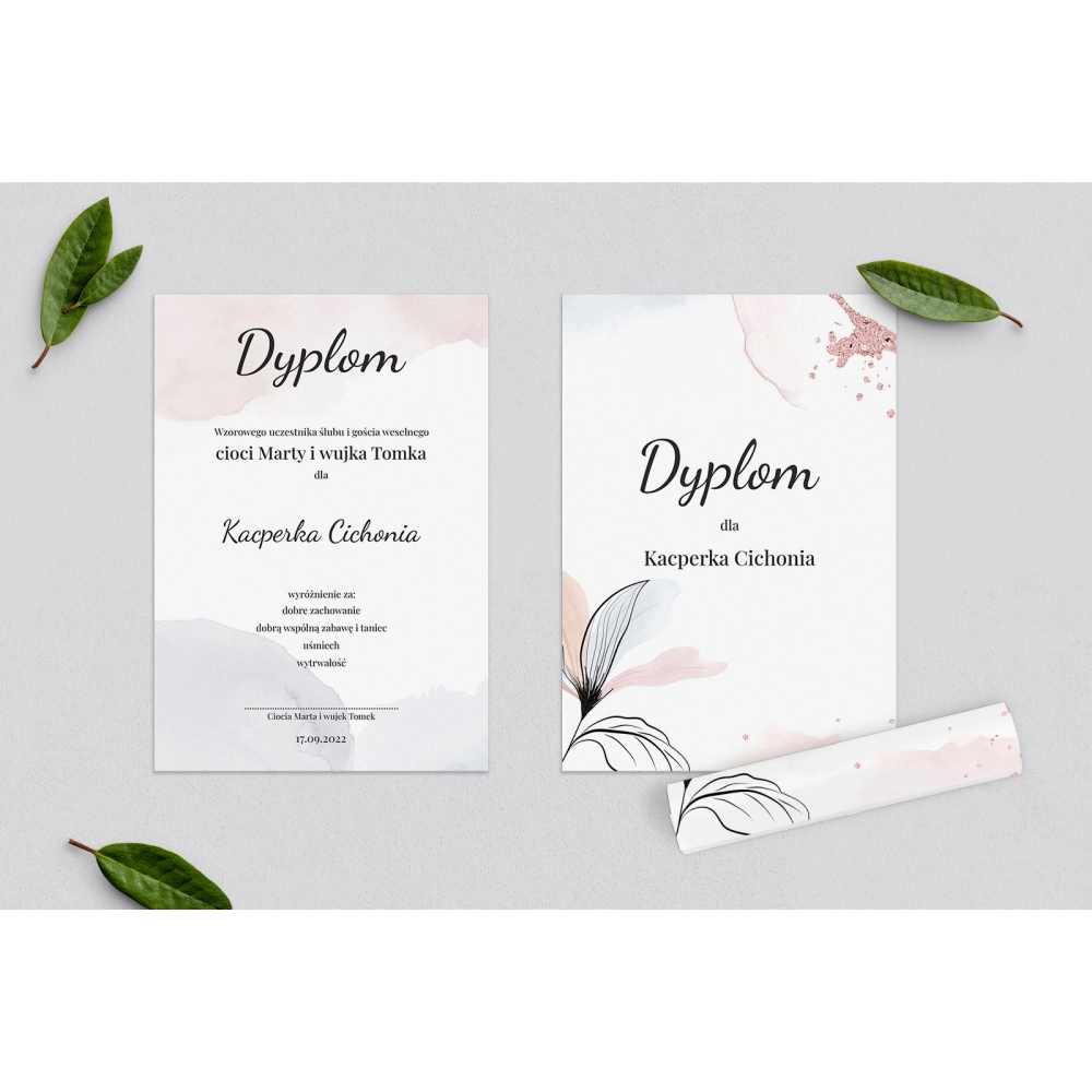 Dyplomy dla Dzieci - Watercolor Wedding Motyw 2