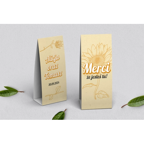 Podziękowanie Merci - Pudełeczko Sunflowers Motyw 1