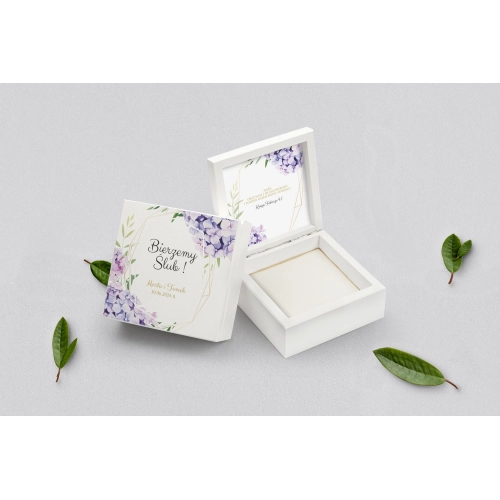 Pudełko na obrączki białe - Flowers & Frame Motyw 1