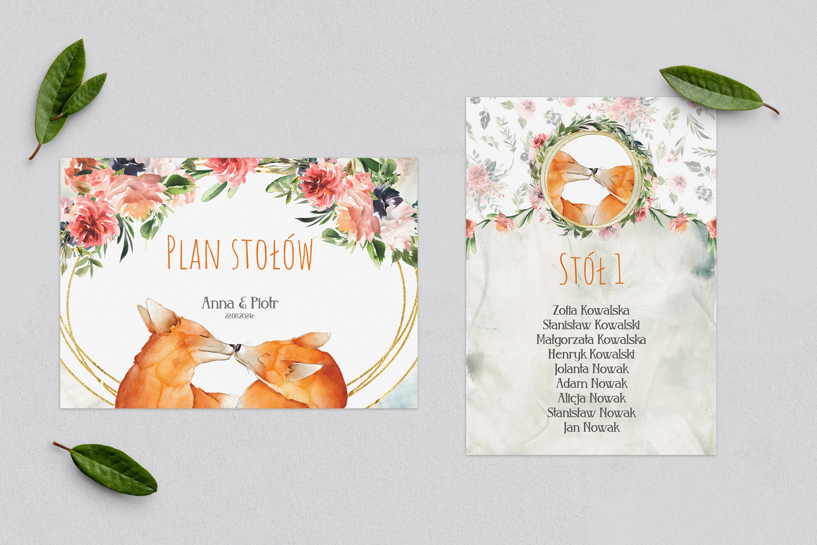 Plan Stołów - Karteczka Animals - Motyw 1