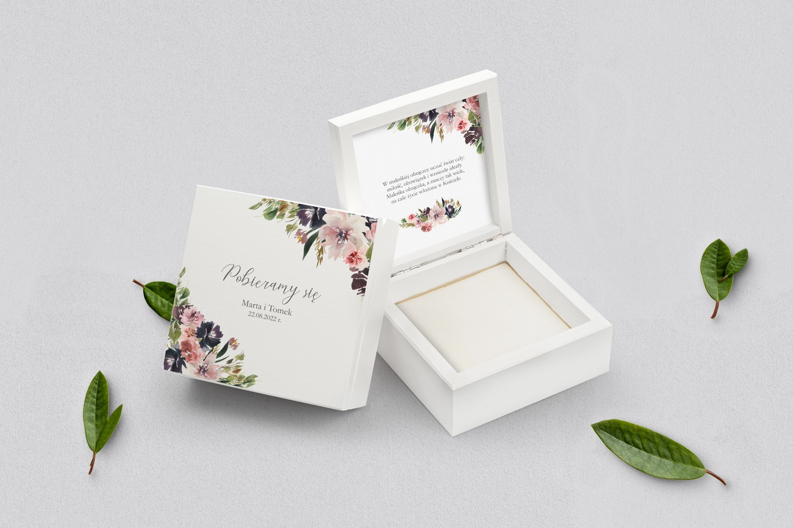 Pudełko na obrączki białe - PasteLove Motyw 4
