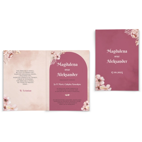 Zaproszenia ślubne Loretta - Składane motyw 1
