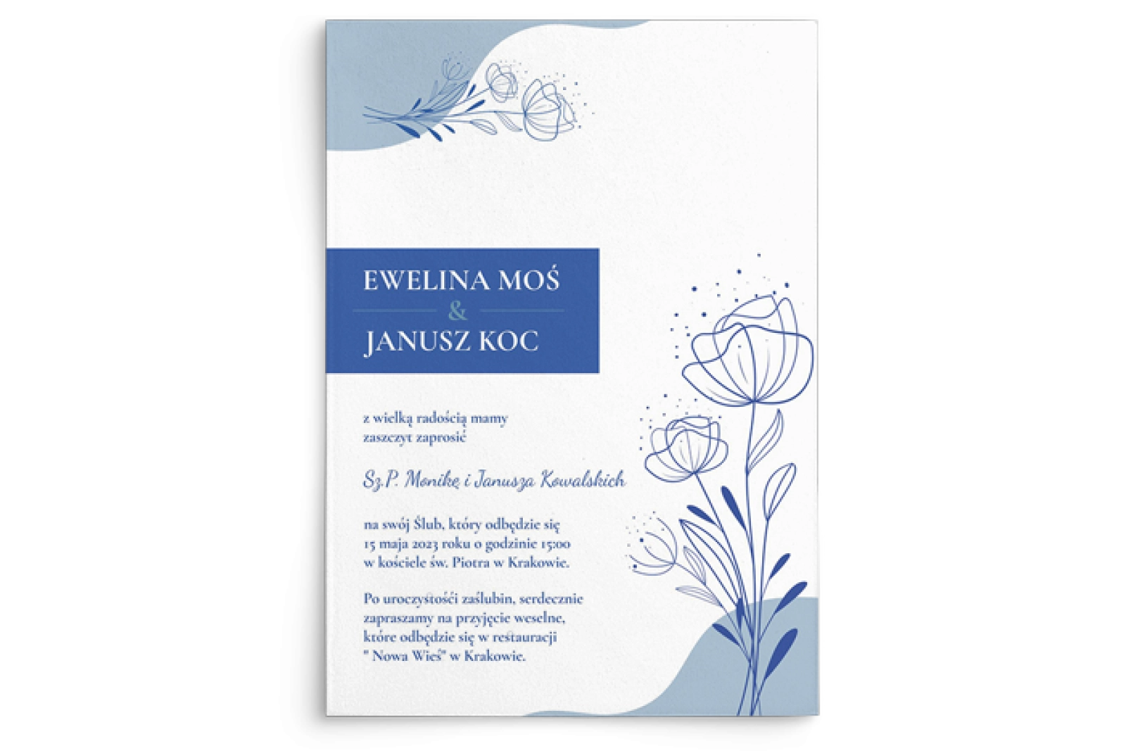 Zaproszenia ślubne Flores de campo - motyw 3