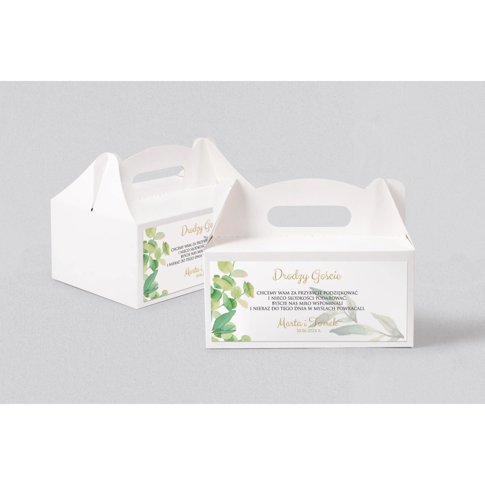 Pudełko na ciasto weselne Liście- Motyw 4