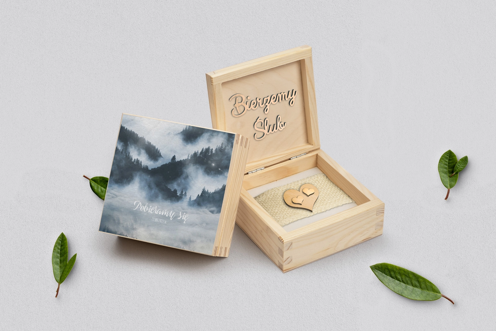 Pudełko na obrączki naturalne - Forest - Motyw 5