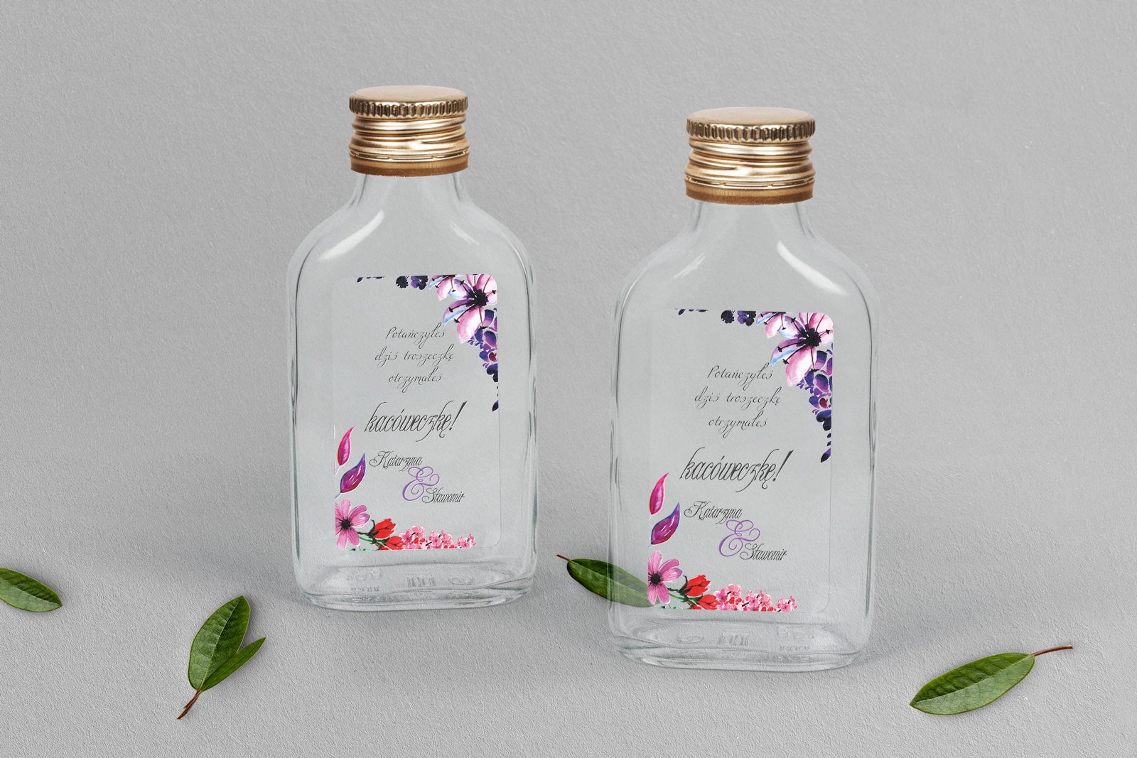 Buteleczka - Piersiówka Akwarelowe Wianki Motyw 7