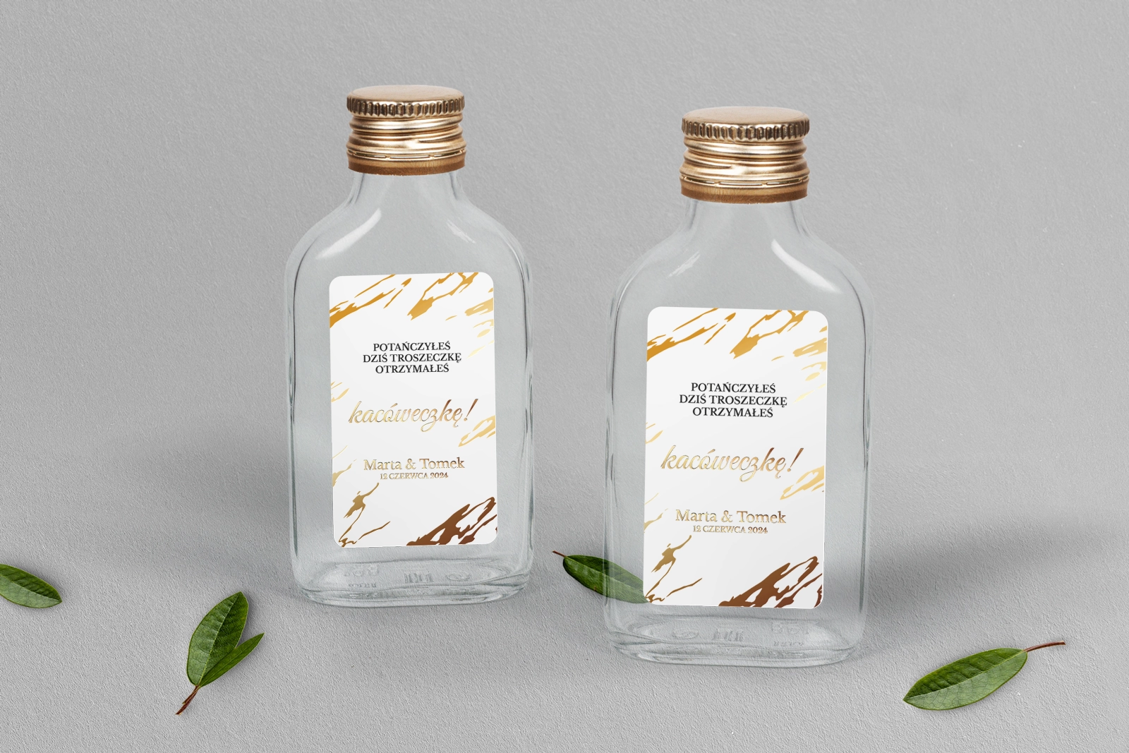 Buteleczka - Piersiówka Marmur & Złoto - Motyw 3