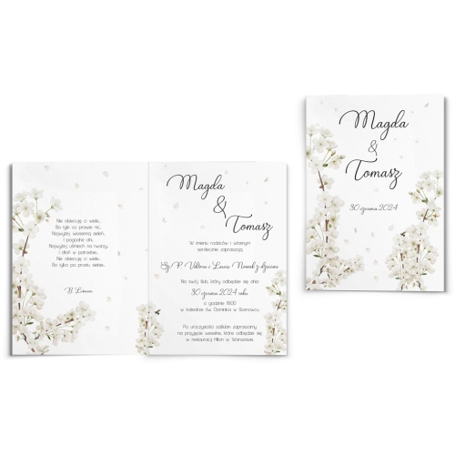 Zaproszenia ślubne Biały Czas - Składane Motyw 1