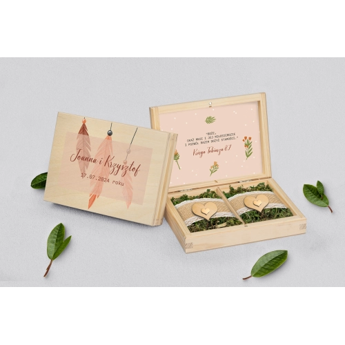 Pudełko na obrączki prostokątne naturalne - Butterflies - Motyw 1