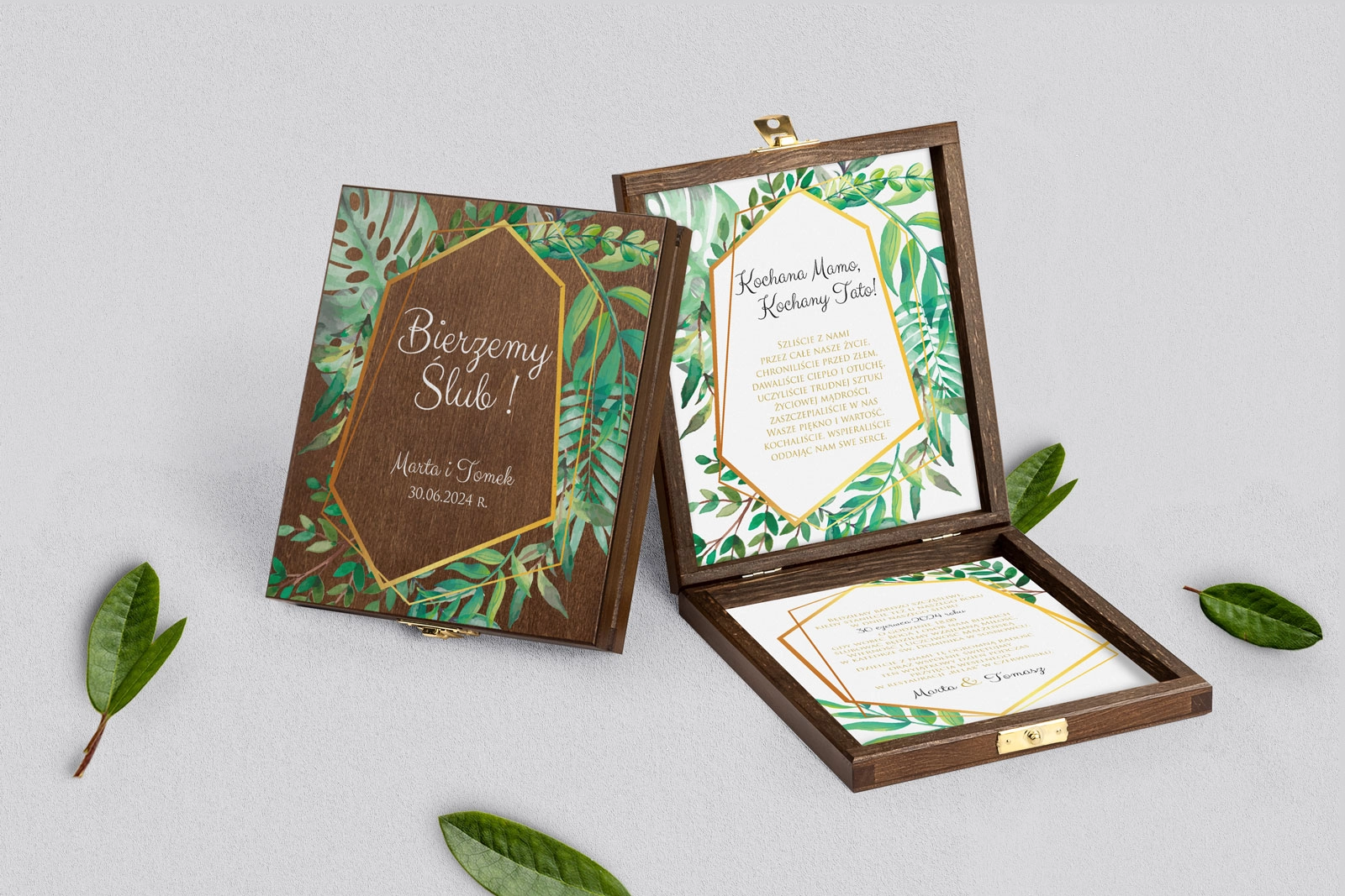 Zaproszenie dla Rodziców - brązowe Flowers & Frame Motyw 2