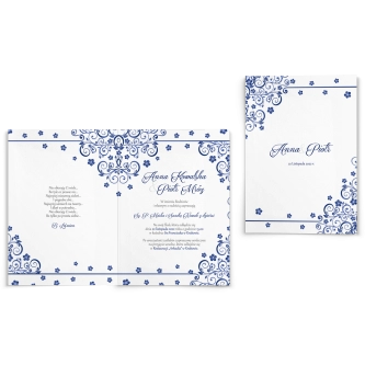 Zaproszenia ślubne Maja - Składane Motyw  Granatowy