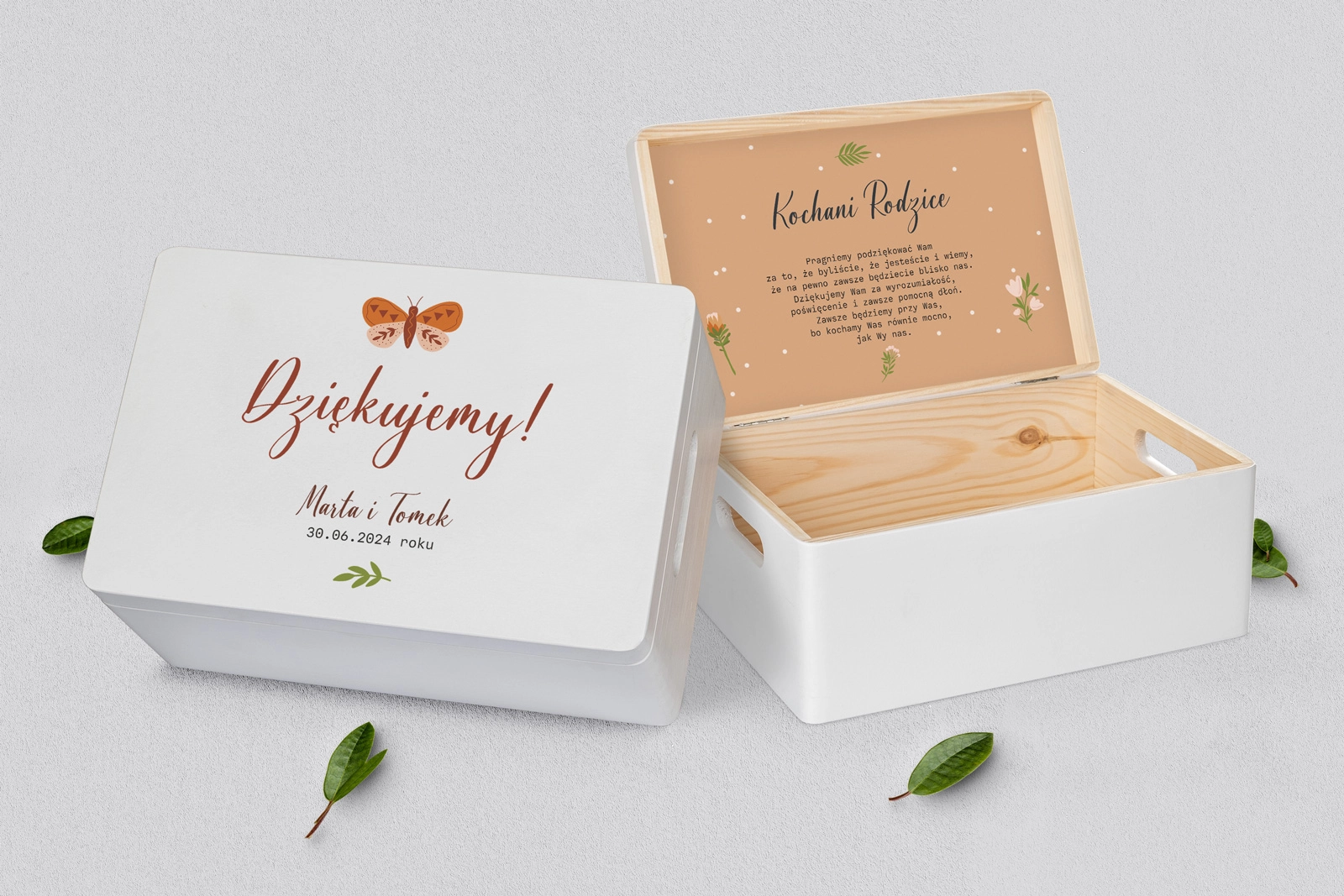 Skrzyneczka dla Rodziców - biała Butterflies - Motyw 2