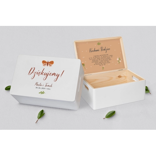 Skrzyneczka dla Rodziców - biała Butterflies - Motyw 2