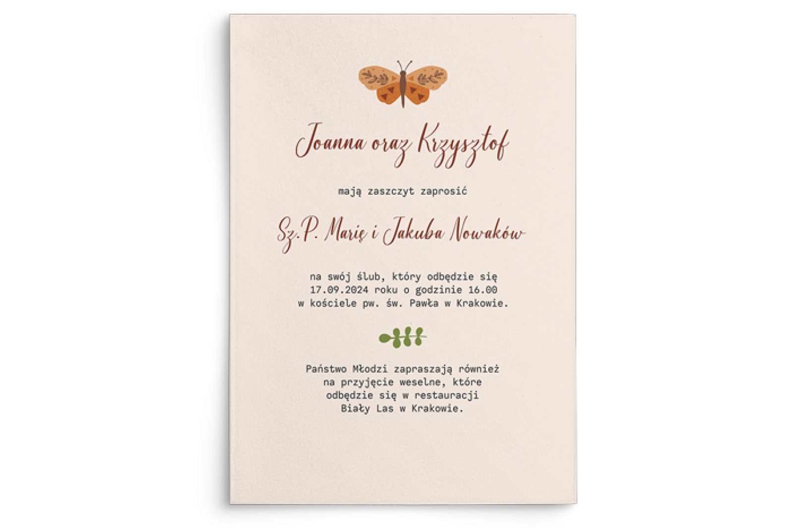 Zaproszenia ślubne Butterflies - Motyw 4