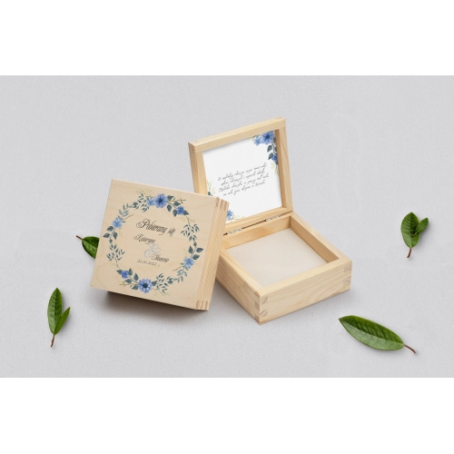 Pudełko na obrączki naturalne - Akwarelowe Wianki Motyw 1