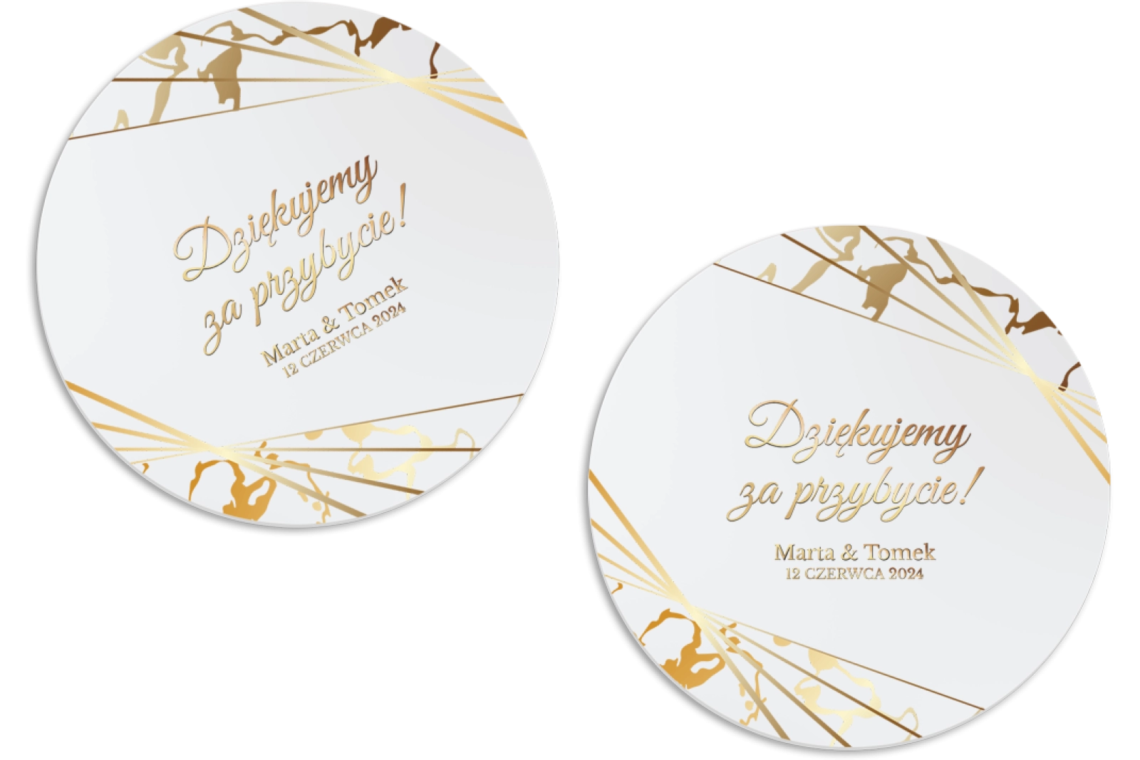 Magnes Okrągły - Marmur & Złoto - Motyw 4