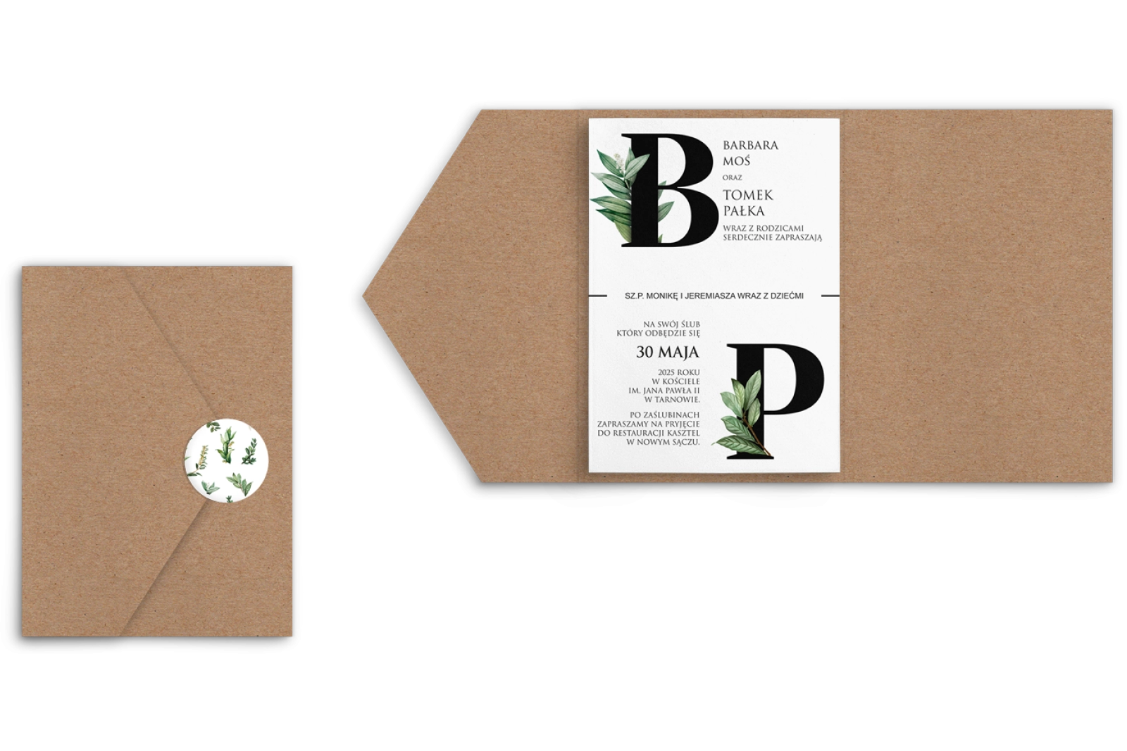 Zaproszenia ślubne w etui Letters- motyw 3