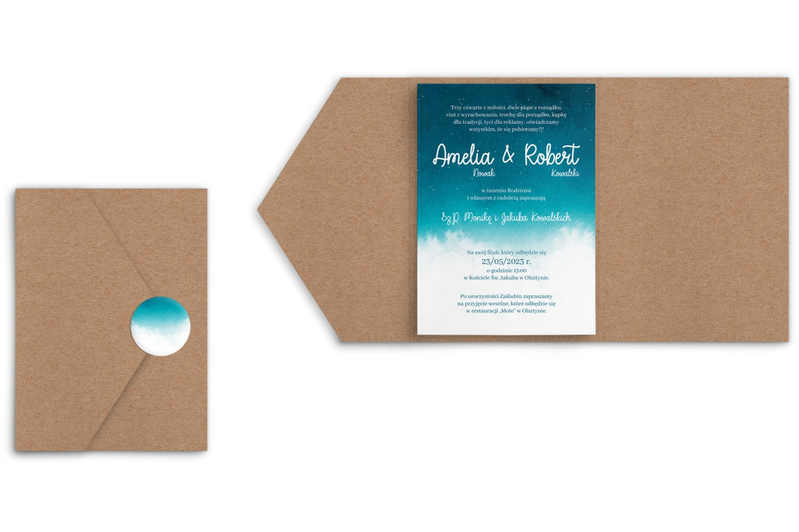 Zaproszenia ślubne w etui Cloud- motyw 1