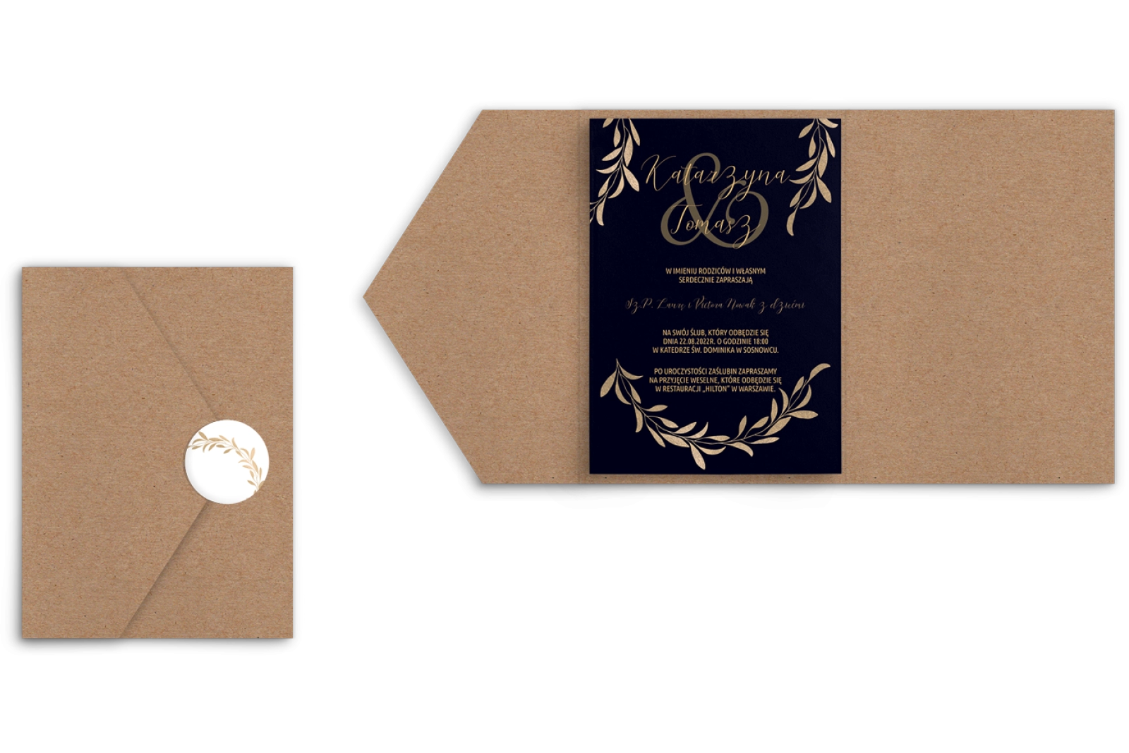 Zaproszenia ślubne w etui Goldish - motyw 3