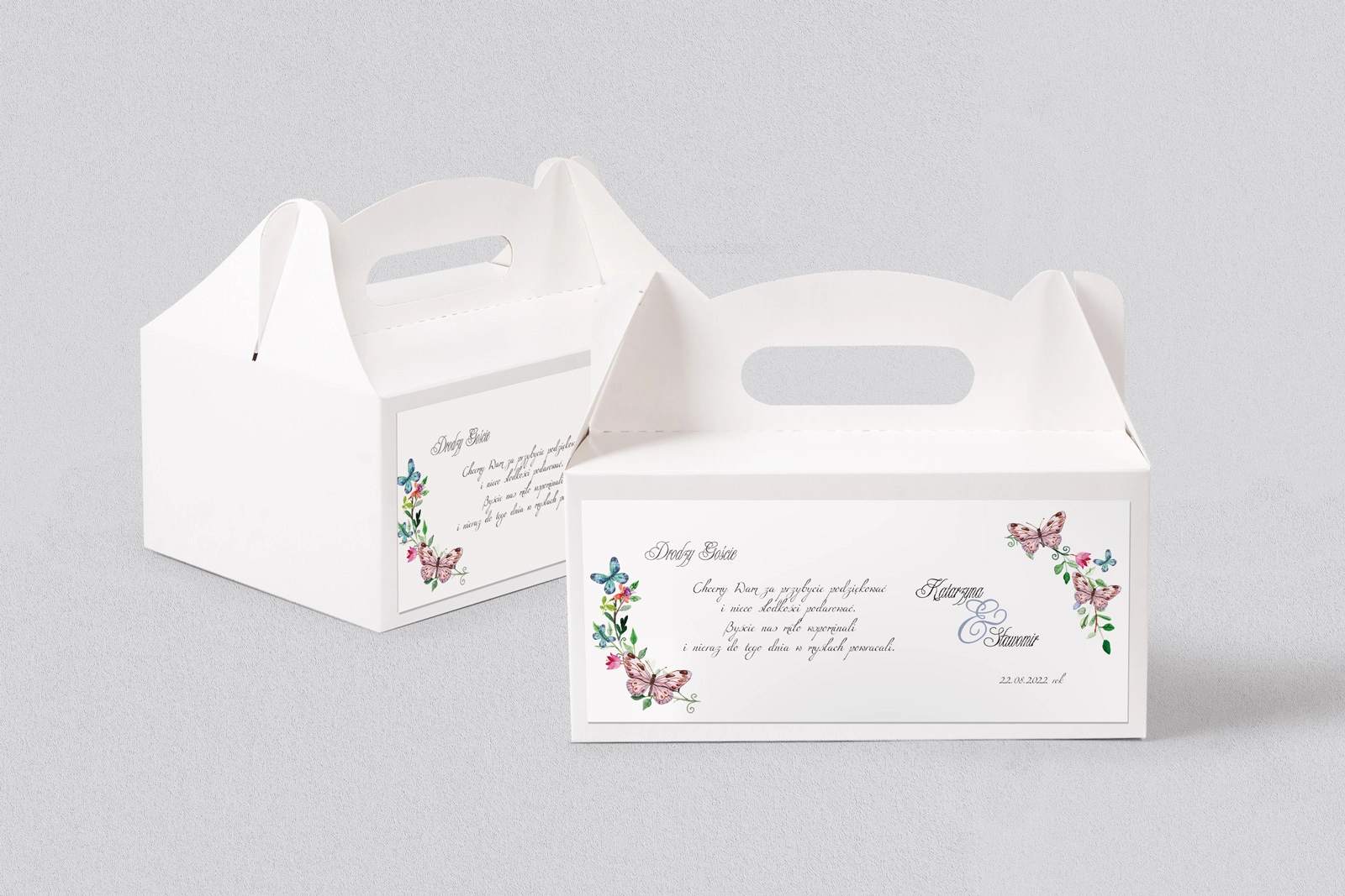 Pudełko na ciasto weselne Akwarelowe Wianki - Motyw 3