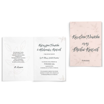 Zaproszenia ślubne Białe liście - Składane motyw 1