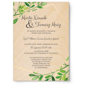 Zaproszenia ślubne Flowers & Frame - Drewniane Motyw 3