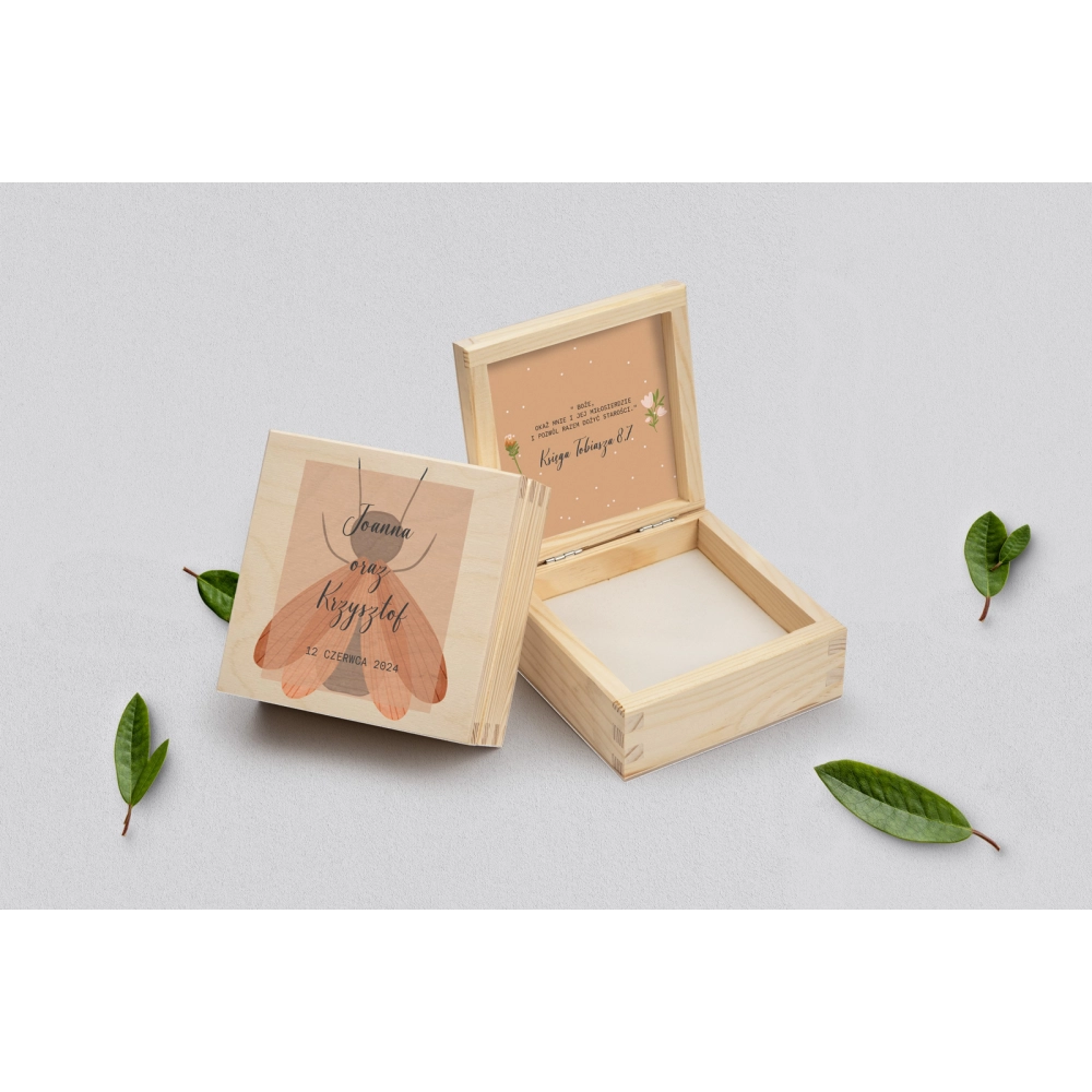 Pudełko na obrączki naturalne - Butterflies Motyw 2