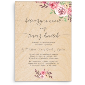 Zaproszenia ślubne PasteLove - Drewniane Motyw 2