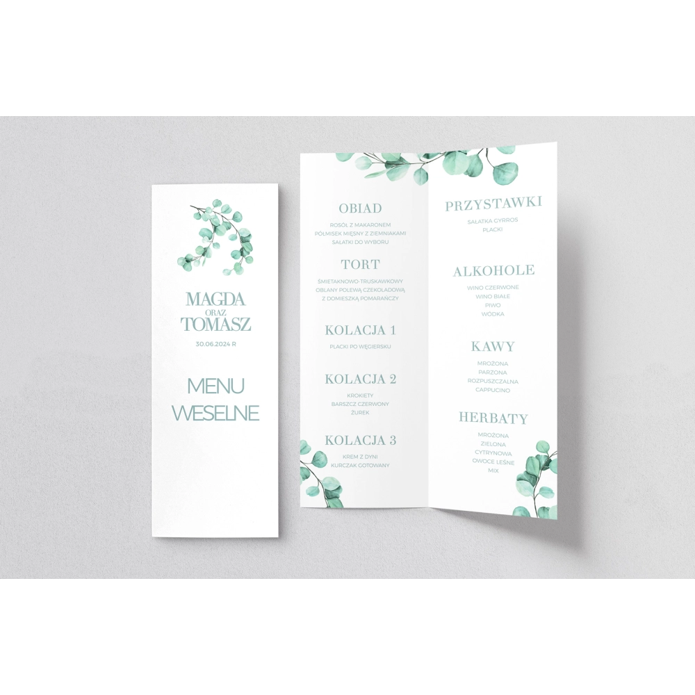 Menu Weselne Eukaliptus - Motyw 2