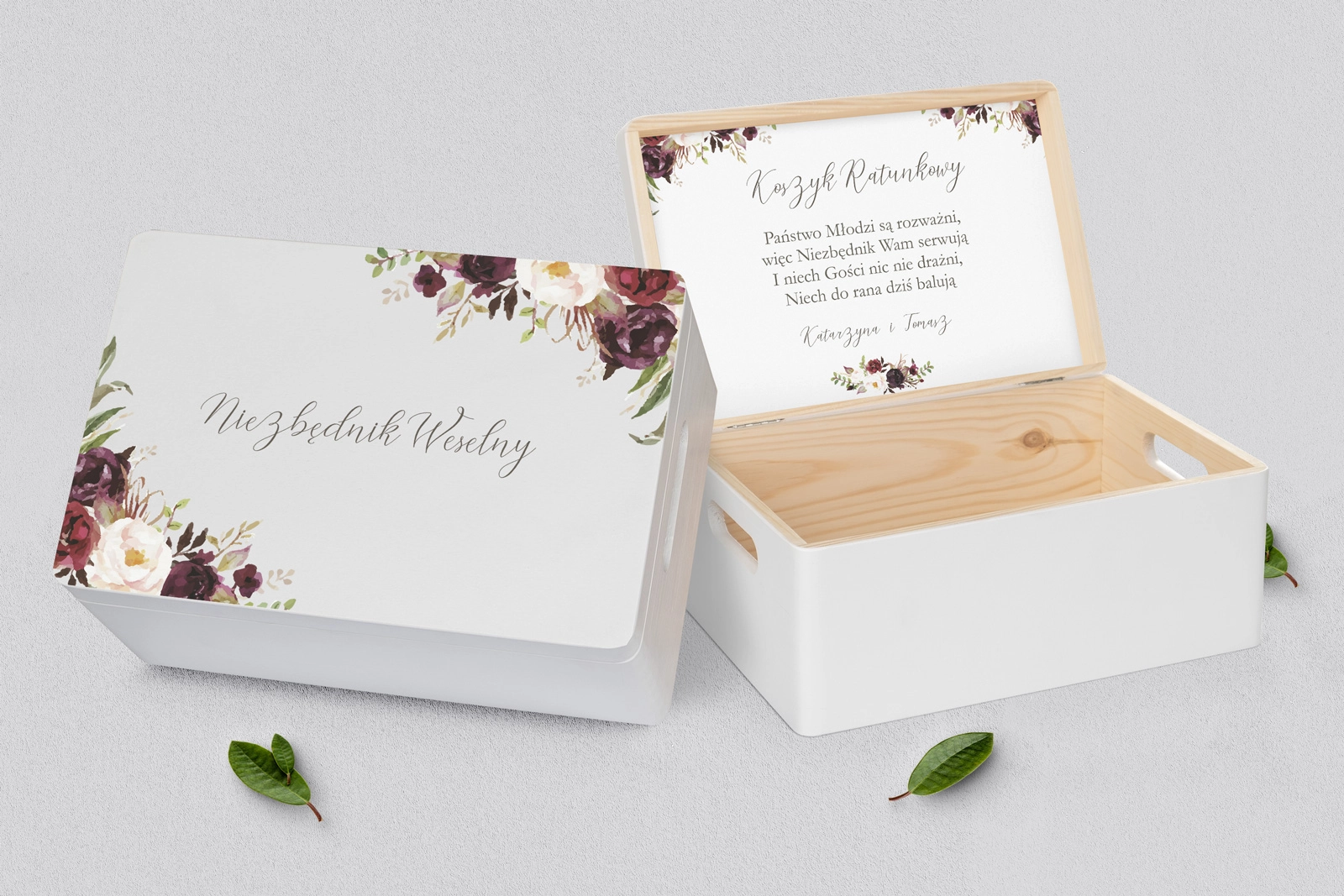 Koszyczek ratunkowy weselny biały - PasteLove Motyw 3