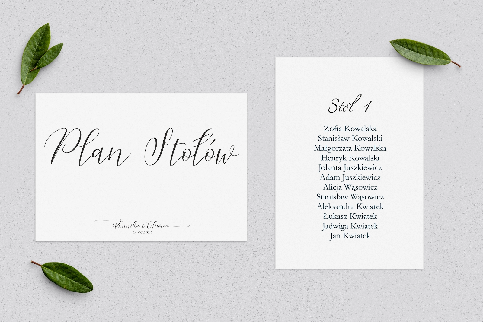 Plan Stołów - Karteczka Minimalistyczne Motyw 1