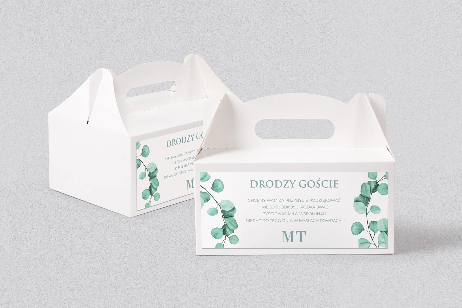 Pudełko na ciasto weselne Eukaliptus - Motyw 2