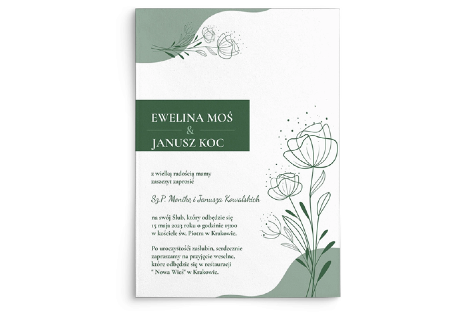 Zaproszenia ślubne Flores de campo - motyw 2