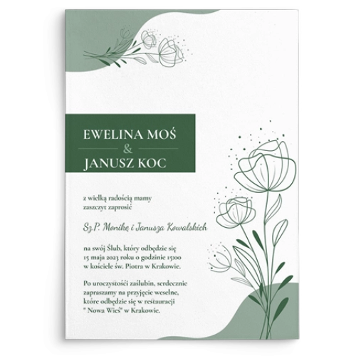 Zaproszenia ślubne Flores de campo - motyw 2