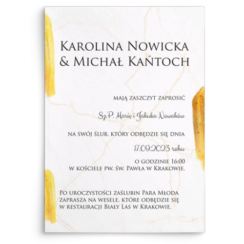 Zaproszenia ślubne Marble - Motyw 1
