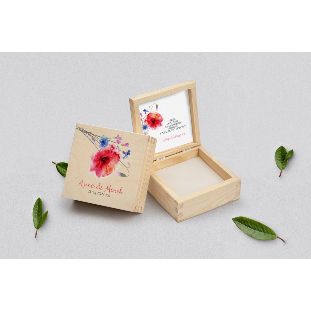 Pudełko na obrączki naturalne - Sweet Love Motyw 2
