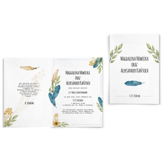 Zaproszenia ślubne Feather - Składane motyw 2